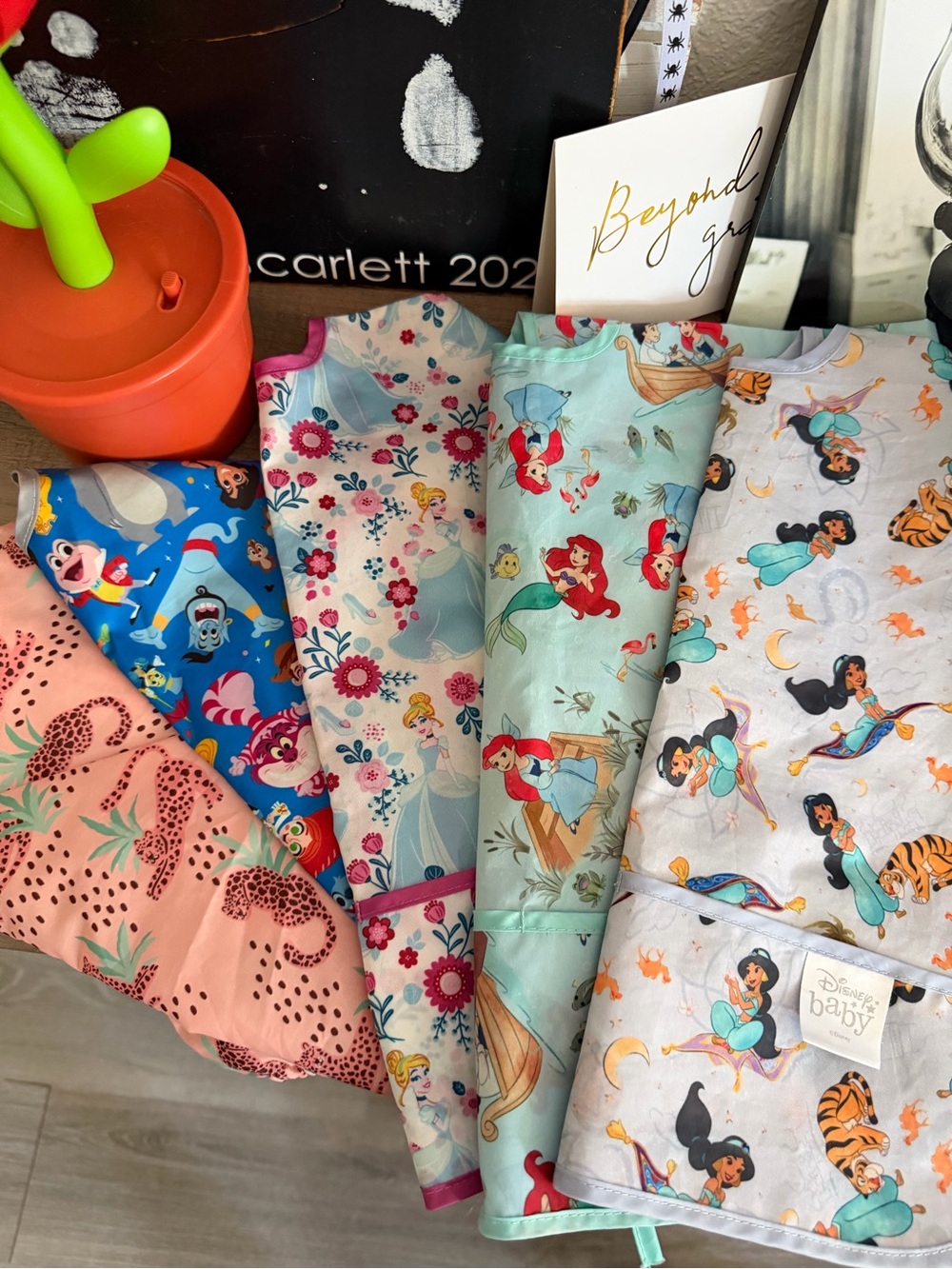 Bumkins Sleeved Bibs Bundle Five Bibs 6-24 Months GUC